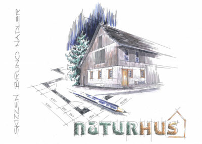 Naturhus Architektur - handgezeichnete Visualisierungen