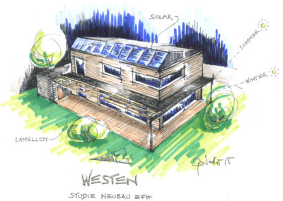 Naturhus Architektur - handgezeichnete Visualisierungen